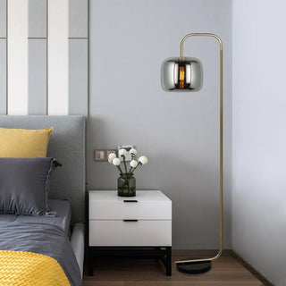 Smoke Gray Floor Lamp, Metal & Glass, L 160CM