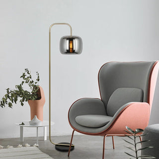 Smoke Gray Floor Lamp, Metal & Glass, L 160CM