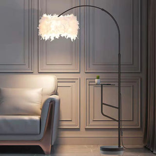 Arc Feather Floor Lamp /w Table, Metal, L 150CM