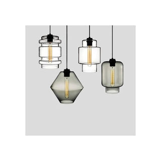 Art Deco Cylindrical Glass Pendant Light, 3 Style, 6 Color