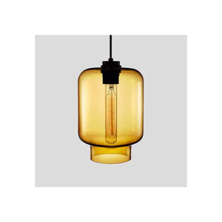 Art Deco Cylindrical Glass Pendant Light, 3 Style, 6 Color