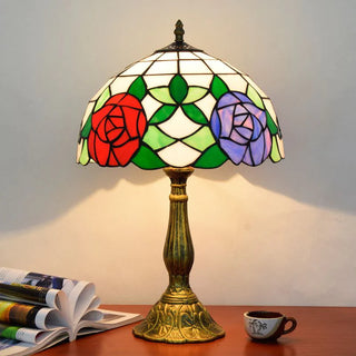 Mid Century Dome Shade Glass Table Lamp, Multicolor