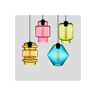 Art Deco Cylindrical Glass Pendant Light, 3 Style, 6 Color