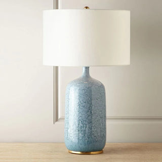 Leslie Modern Drum Ceramic/Fabric Table Lamp, Blue