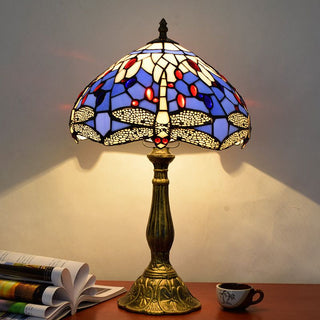 Mid Century Dome Shade Glass Table Lamp, Multicolor