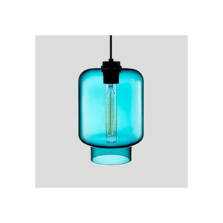 Art Deco Cylindrical Glass Pendant Light, 3 Style, 6 Color