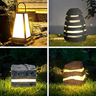 Stone Outdoor Light, Metal&Resin, Black