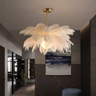 Ostrich Feather Chandelier /w Hanging Birds, 2 Style, DIA 56/60/65CM