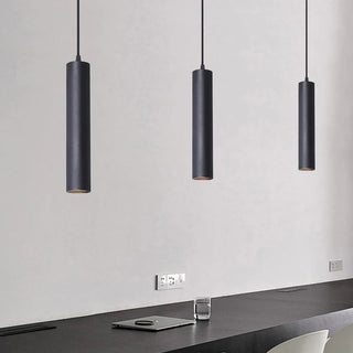 Cylinder Shape Linear Pendant Light, Black