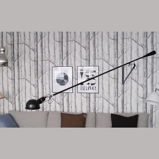 Keva Long Swing Adjustable Arm Wall Lamp, Metal, Black/White, Bedroom & Living Room