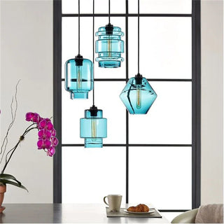 Art Deco Cylindrical Glass Pendant Light, 3 Style, 6 Color