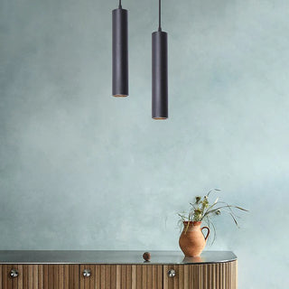 Cylinder Shape Linear Pendant Light, Black