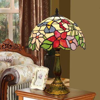 Mid Century Dome Shade Glass Table Lamp, Multicolor