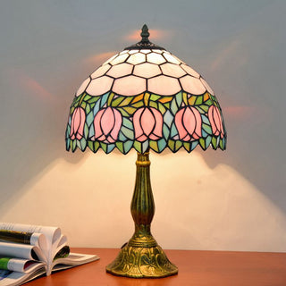 Mid Century Dome Shade Glass Table Lamp, Multicolor