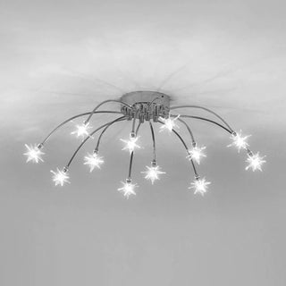 Art Deco Starry Metal/Glass Flush Mount Ceiling Light, Black/Gold/Chrome