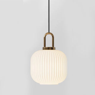 Modern White U-Shaped Handle Pumpkin Pendant Light