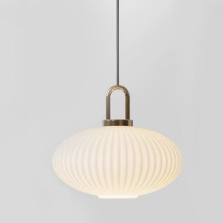 Modern White U-Shaped Handle Pumpkin Pendant Light