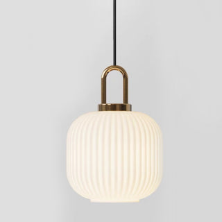 Modern White U-Shaped Handle Pumpkin Pendant Light