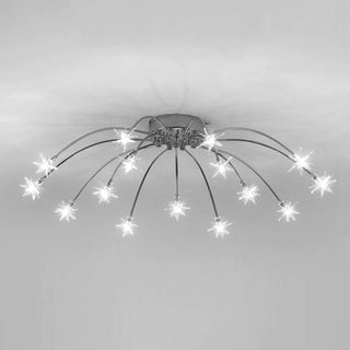 Art Deco Starry Metal/Glass Flush Mount Ceiling Light, Black/Gold/Chrome