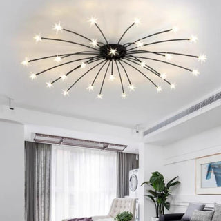 Art Deco Starry Metal/Glass Flush Mount Ceiling Light, Black/Gold/Chrome