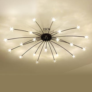 Art Deco Starry Metal/Glass Flush Mount Ceiling Light, Black/Gold/Chrome