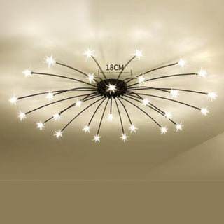 Art Deco Starry Metal/Glass Flush Mount Ceiling Light, Black/Gold/Chrome