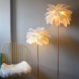 Feather Floor Lamp, Ostrich Feather & Metal