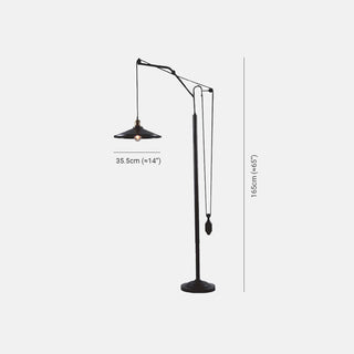 Flared Shade Black Floor Lamp, Metal, 65"