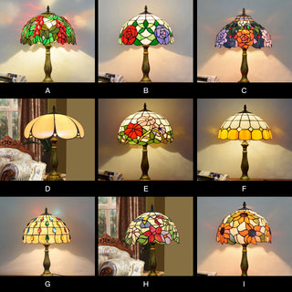 Mid Century Dome Shade Glass Table Lamp, Multicolor