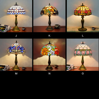 Mid Century Dome Shade Glass Table Lamp, Multicolor