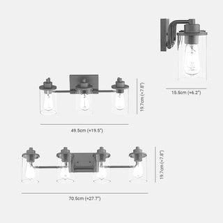 Industrial Style Mirror Front Vanity Wall Lamp, Metal & Glass, 3/4 Heads