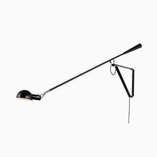 Keva Long Swing Adjustable Arm Wall Lamp, Metal, Black/White, Bedroom & Living Room