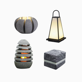 Stone Outdoor Light, Metal&Resin, Black