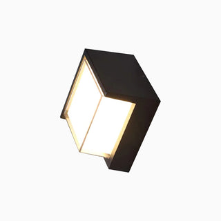 Square Metal Outdoor Wall Lamp, Black/White