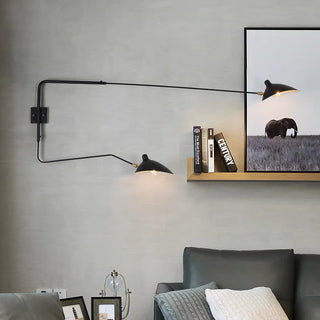 Blair Modern Simple Long Arm Wall Lamp, Metal, Black, Living Room