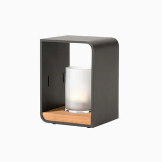 Minimalist Cuboid Candle Solar Outdoor Floor Lamp, Black