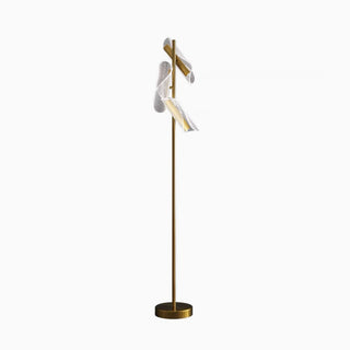 Modern 3-head Corrugated Floor Lamp, Acrylic, Gold/White, Living Room