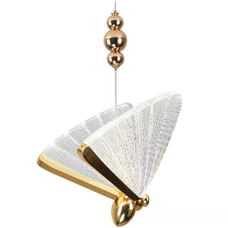 Art Deco Butterfly Pendant Light, Crystal & Metal, 2 Color