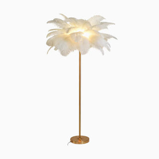 Feather Floor Lamp, Ostrich Feather & Metal