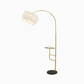 Arc Feather Floor Lamp /w Table, Metal, L 150CM