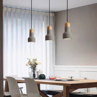 Modern Oak Cement Pendant Light, 3 Styles