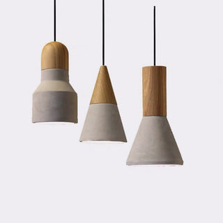 Modern Oak Cement Pendant Light, 3 Styles