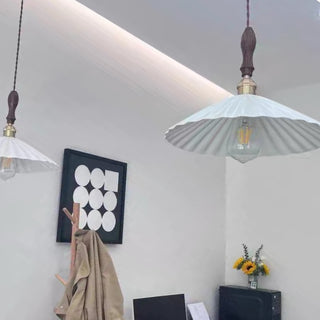 Wood Handle Origami pendant Light