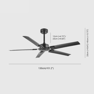 5-Blade Black Ceiling Fan, DIA 130CM