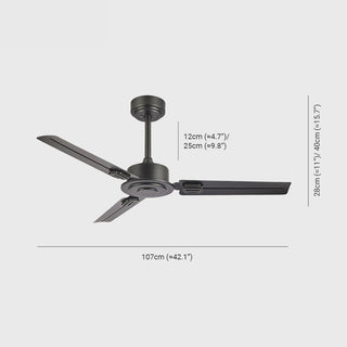 5-Blade Black Ceiling Fan, Metal & Wood, DIA107CM