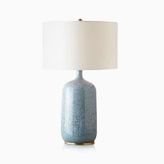 Leslie Modern Drum Ceramic/Fabric Table Lamp, Blue