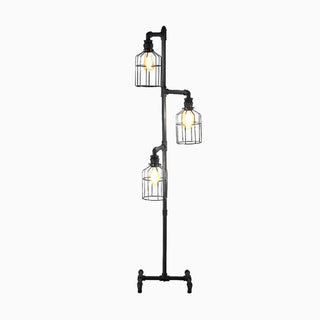 Bird Cage Black Floor Lamp, 3 Heads, 59"