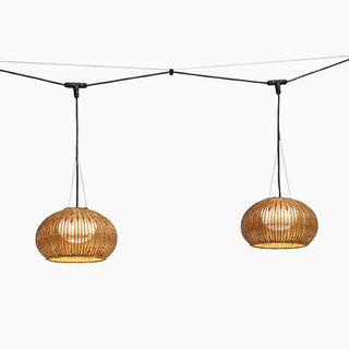 Ursula Retro Lantern Gold Pendant Light, Bamboo/Acrylic