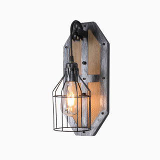 Bird Cage Wall Lamp, Metal & Wood, 20x40cm