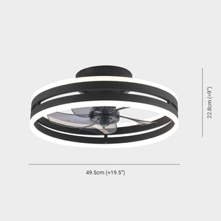 Black Double-layer Ceiling Fan with Light, 2 Color, 16"/20"